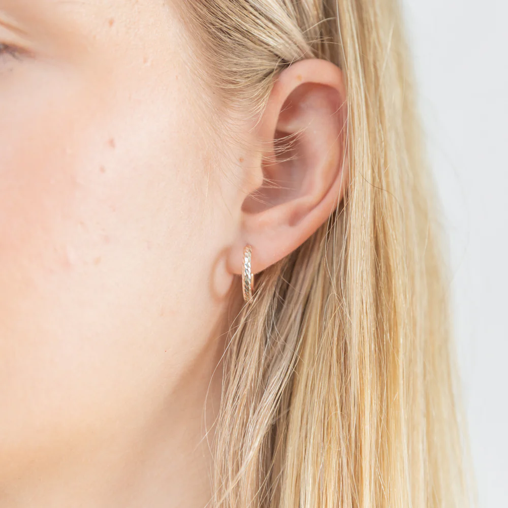 9ct Rose Gold Silver Filled 2x10mm Hoop Earrings - Image 6