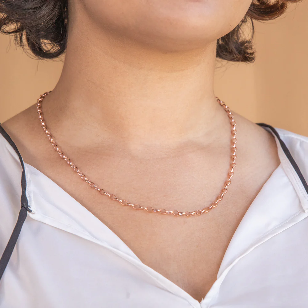 9ct Rose Gold Silver Filled 50cm Belcher Chain - Image 3