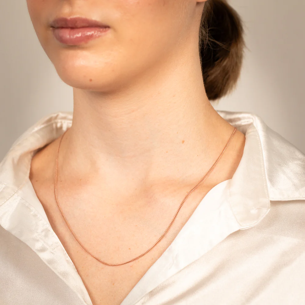 9ct Rose Gold Silver Filled 50cm Curb Chain - Image 4