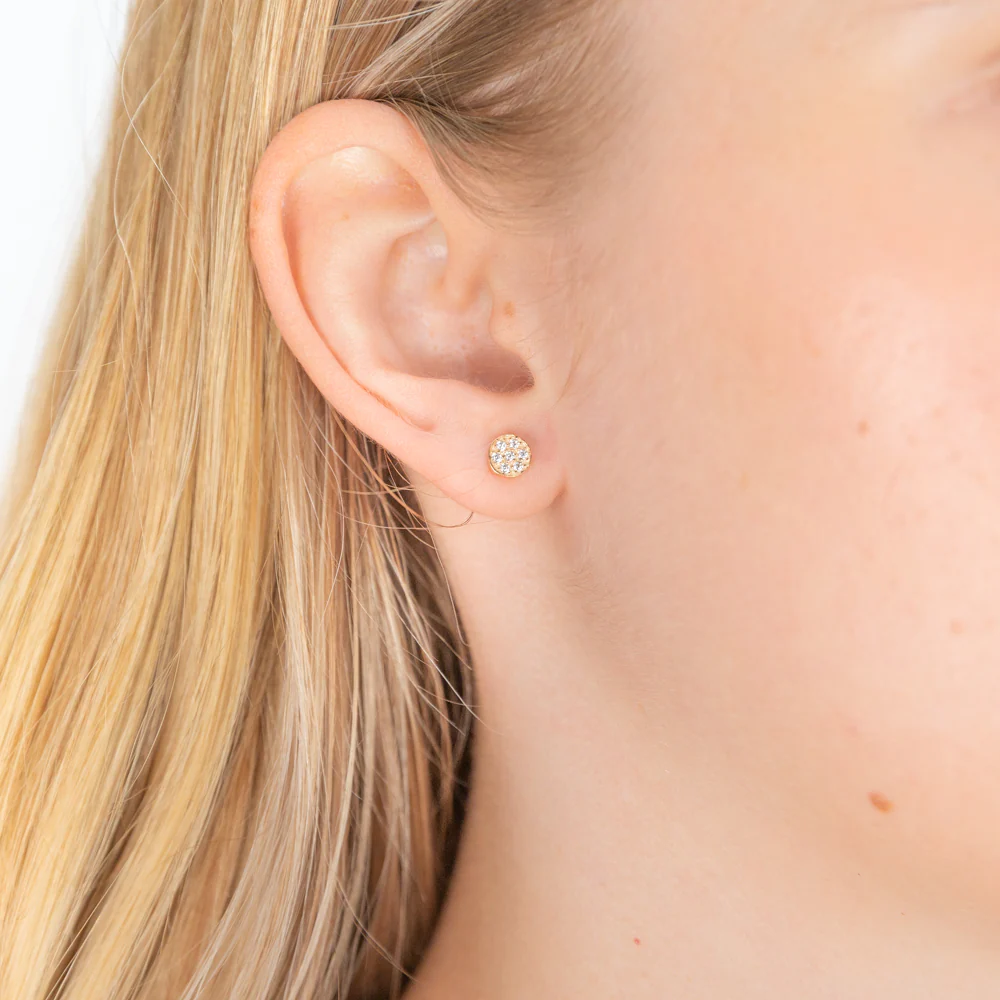 9ct Rose Gold Silver Filled Cubic Zirconia Round 5.5mm Stud Earrings - Image 3