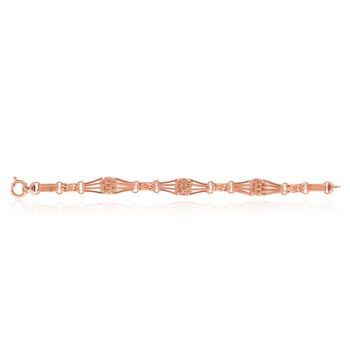 9ct Rose Gold Silver Filled Gate 21cm Ladies Bracelet - Image 2