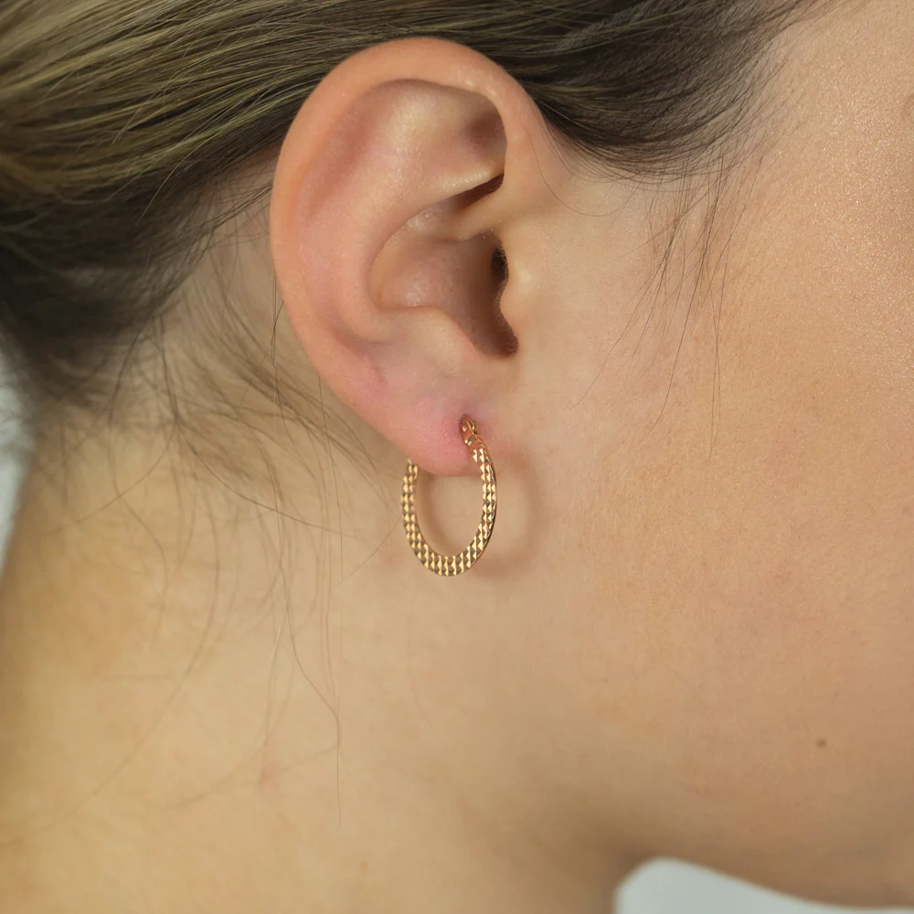 9ct Rose Gold Silver Filled Hoop Earrings - Image 2