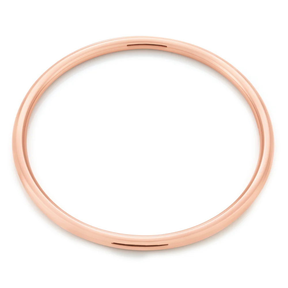 9ct Rose Gold SilverFilled  3mm x 65mm Plain Golf Bangle - Image 2