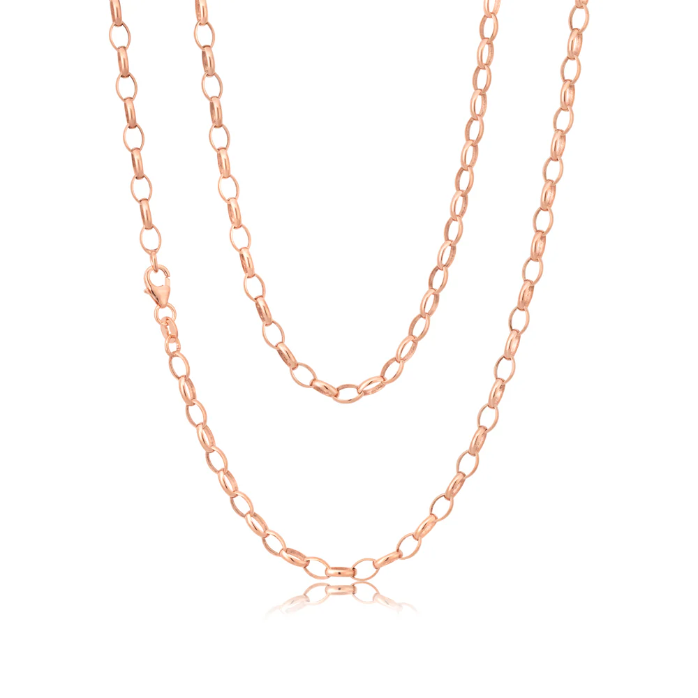 9ct Rose Gold Silverfilled 45cm Belcher Chain - Image 2