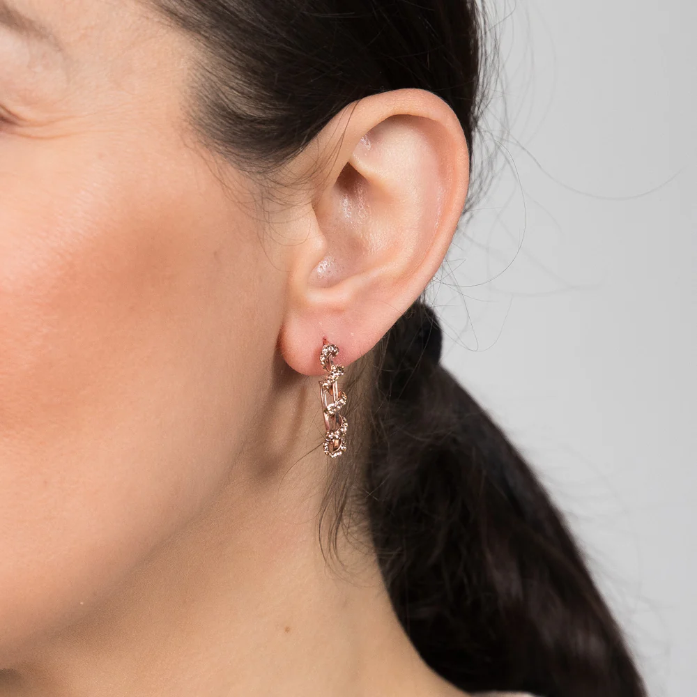 9ct Rose Gold Silverfilled Crystal 3/4th Hoop Earrings - Image 2