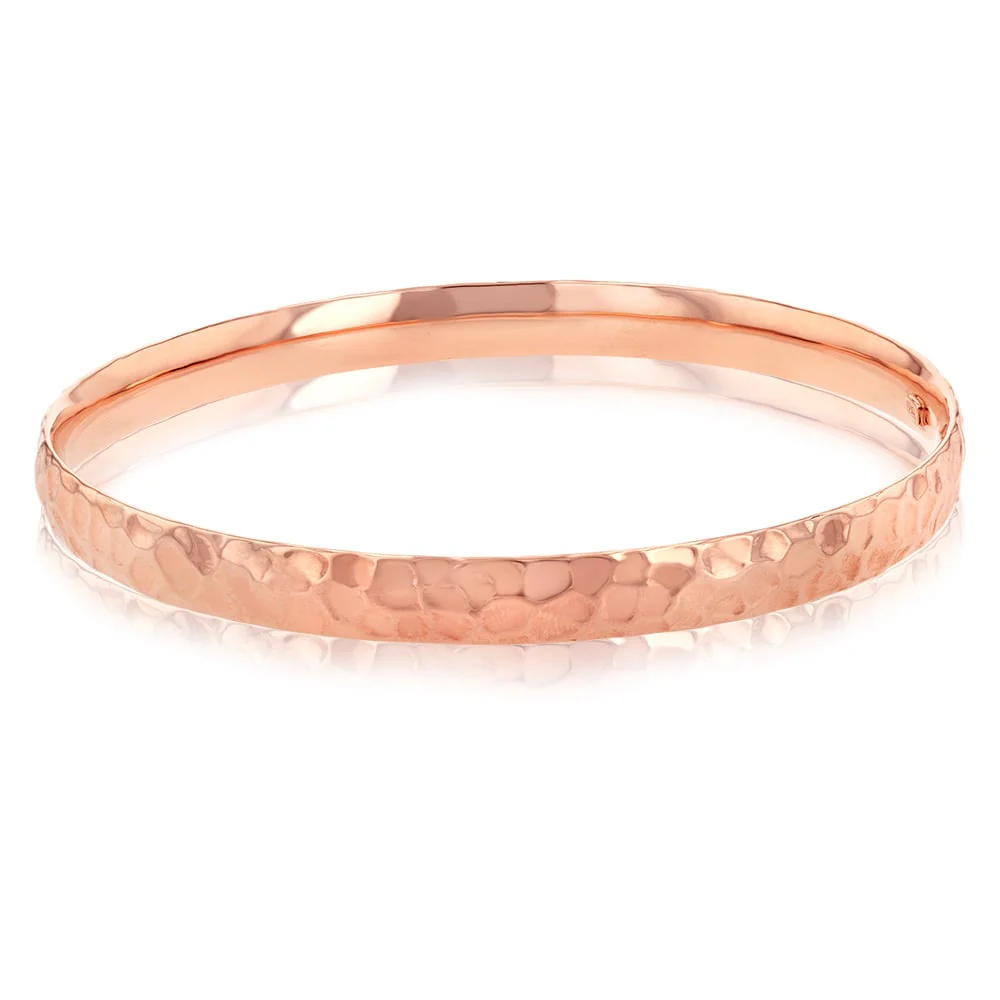 9ct Rose Gold Silverfilled Diamond Cut Bangle - Image 2