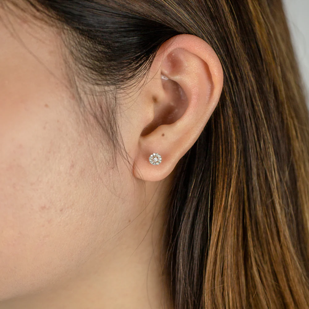 9ct Rose Gold Stud Earrings with 15 Points of Diamond - Image 2