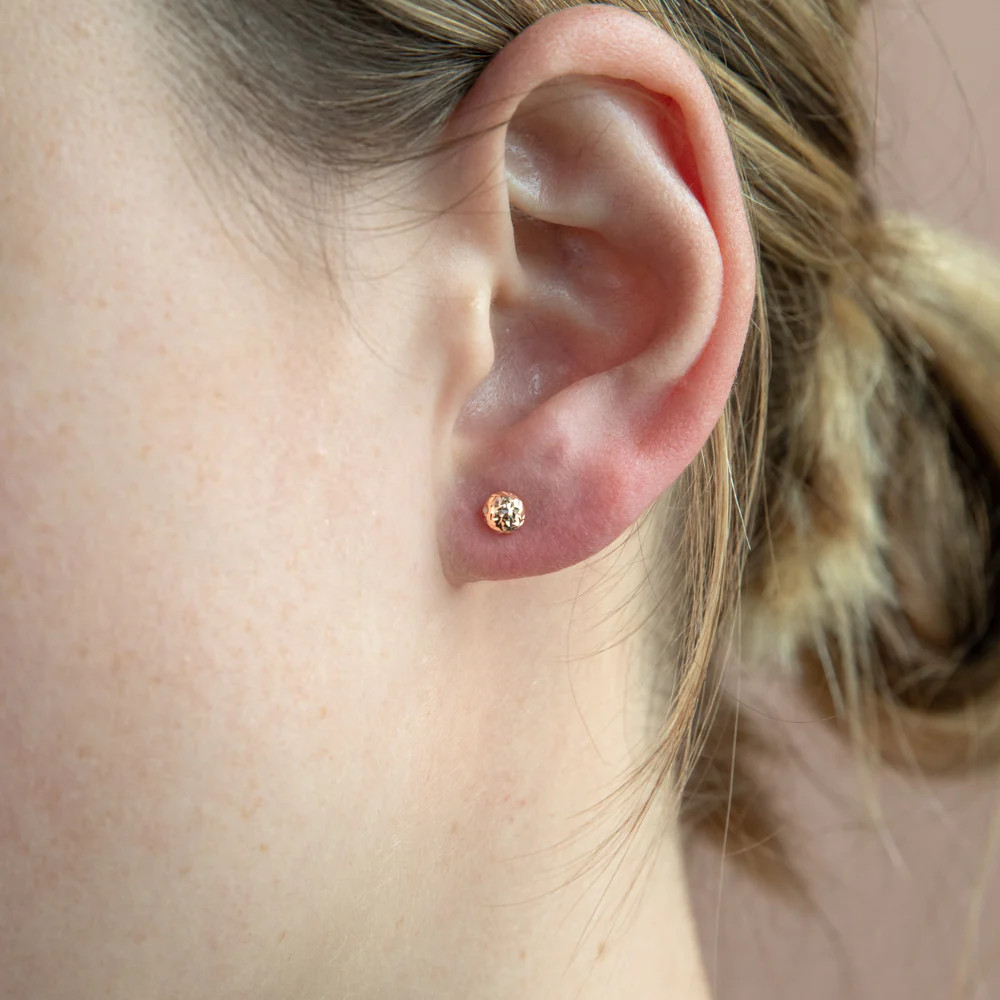 9ct Rose Gold Textured 4.5 mm Stud Earrings - Image 2