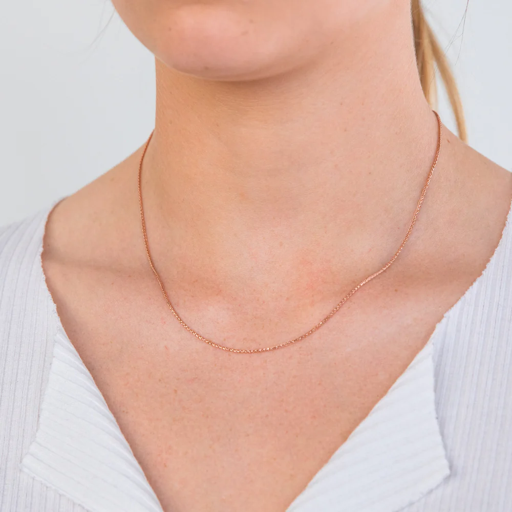 9ct Rose Gold Wheat link Extender 47cm Chain 30gauge - Image 4