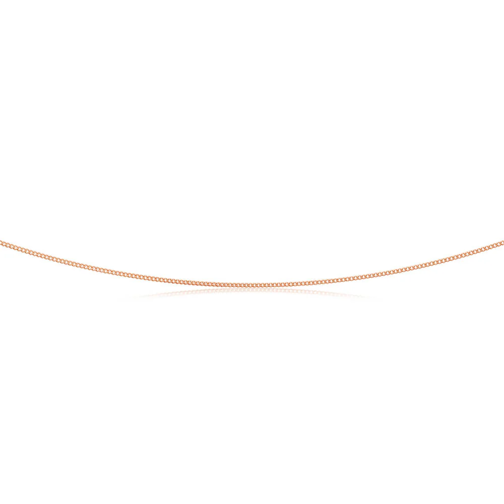 9ct Rose Solid Gold Diamond Cut 45cm 30 Gauge Curb Chain - Image 2