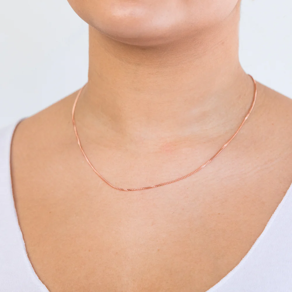 9ct Rose Solid Gold Diamond Cut 45cm 40 Gauge Curb Chain - Image 3