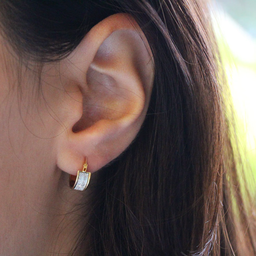 9ct Silver Filled Double Sided Glitter Hoop Earrings - Image 3