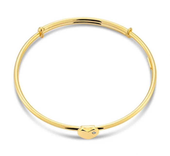 9ct Silver Filled Heart Charm Baby Bangle - Image 2