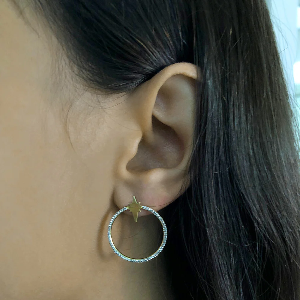9ct Silver Filled Star Hoop Earrings - Image 2