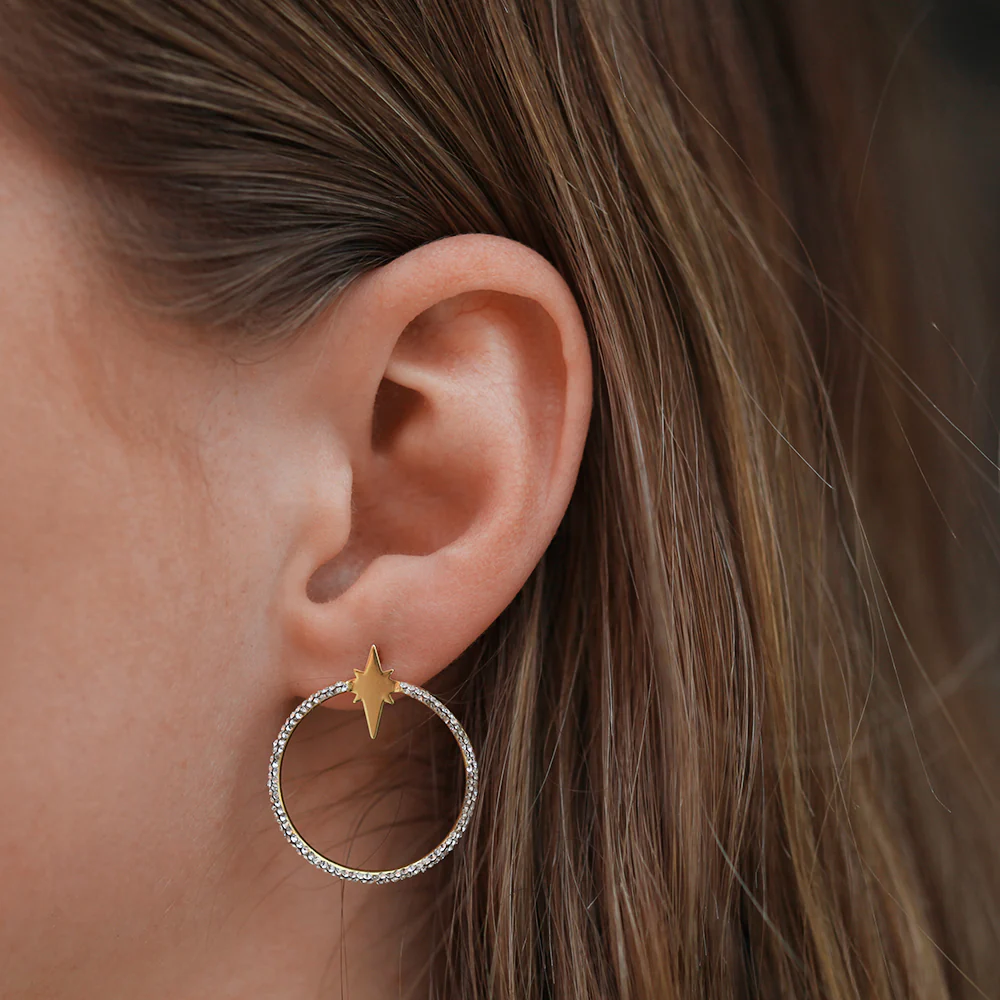 9ct Silver Filled Star Hoop Earrings - Image 3