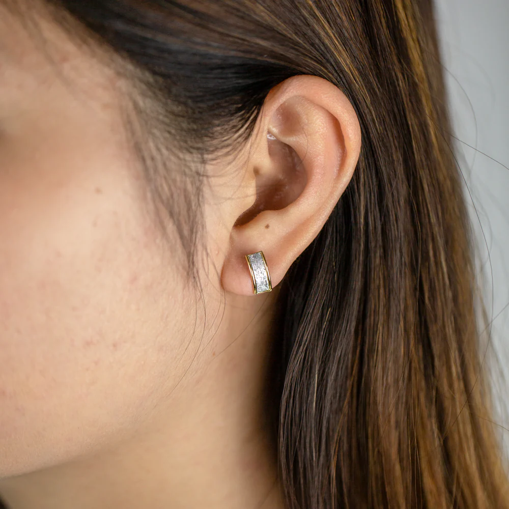 9ct Silver Filled Stardust Half Hoop Earrings - Image 2