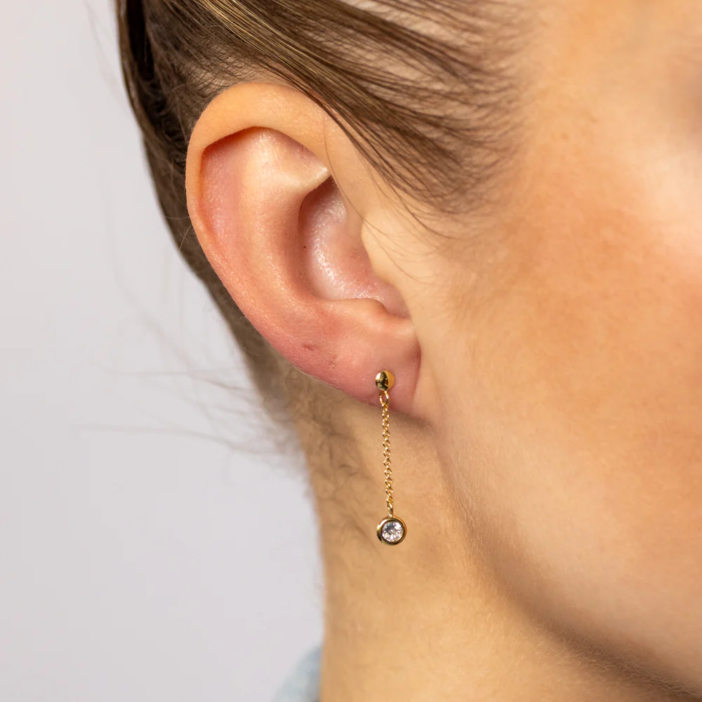 9ct Silverfilled CZ Round Drop Earrings - Image 2
