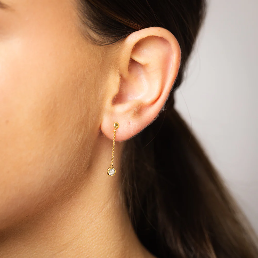 9ct Silverfilled CZ Round Drop Earrings - Image 3