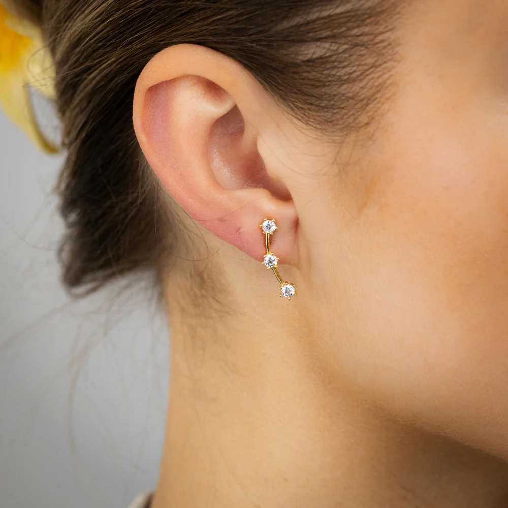 9ct Silverfilled CZ Trio Constellation Stud Earrings - Image 2