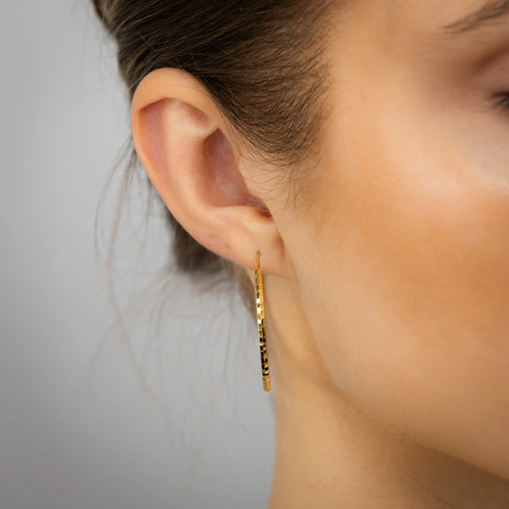 9ct Silverfilled Dicut Hoop Earrings - Image 2