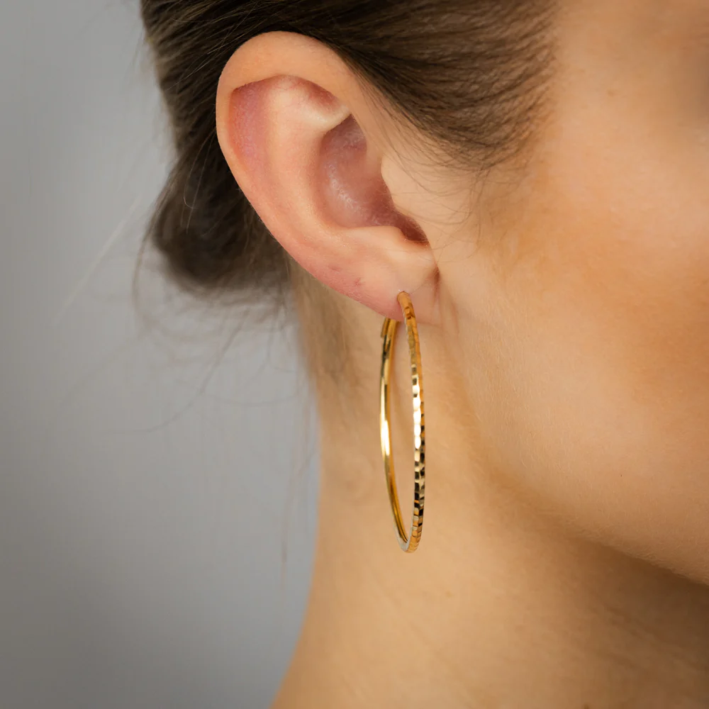 9ct Silverfilled Dicut Hoop Earrings - Image 2