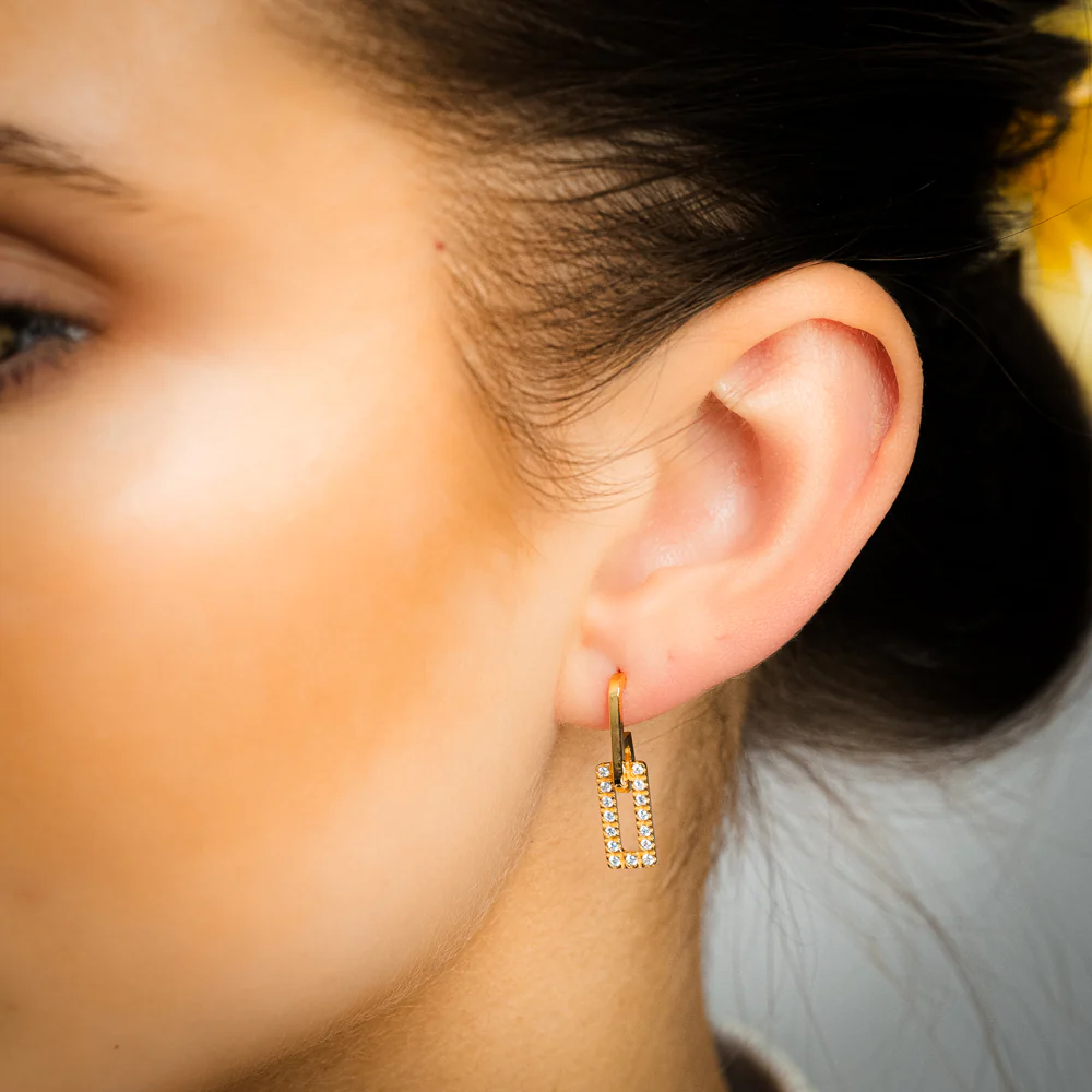 9ct Silverfilled Link Chain Hoop Earrings - Image 2