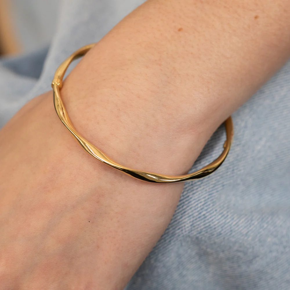9ct Silverfilled Open Twist Bangle Yellow 65mm - Image 2