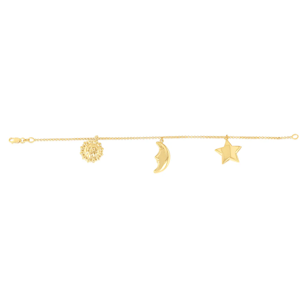 9ct Silverfilled Sun Moon Star Charm Fancy Bracelet - Image 2