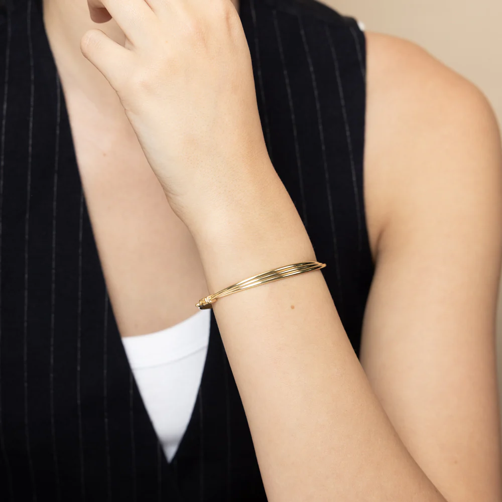9ct Silverfilled Three Tone Stack Bangle - Image 2