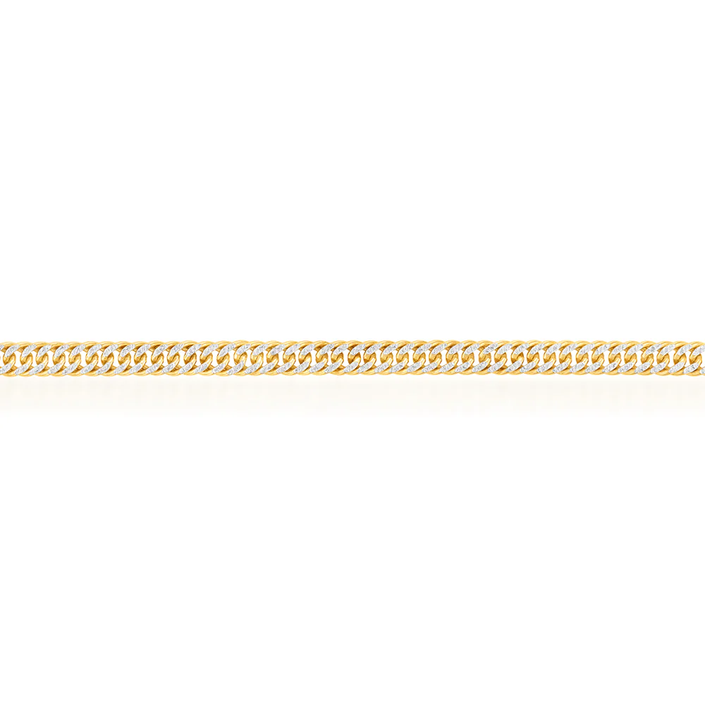9ct Silverfilled Yellow and White Gold Double Curb 45cm Chain - Image 2