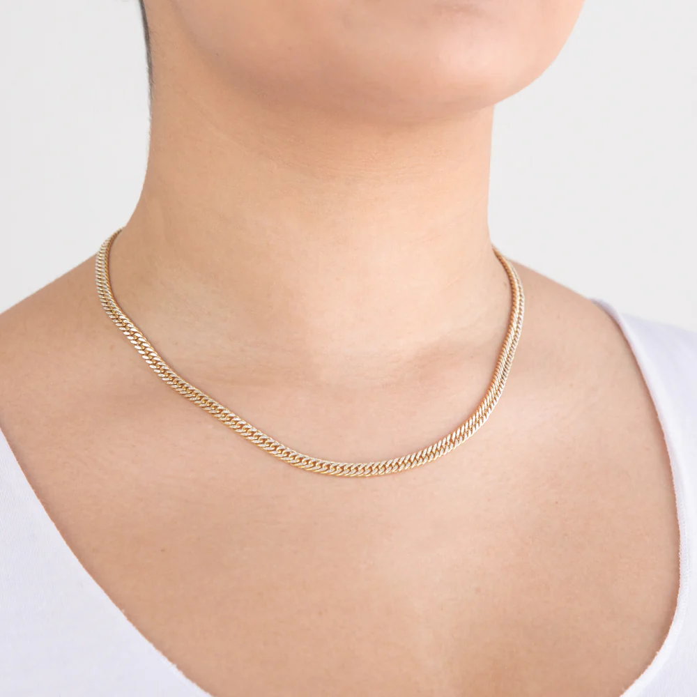 9ct Silverfilled Yellow and White Gold Double Curb 45cm Chain - Image 4