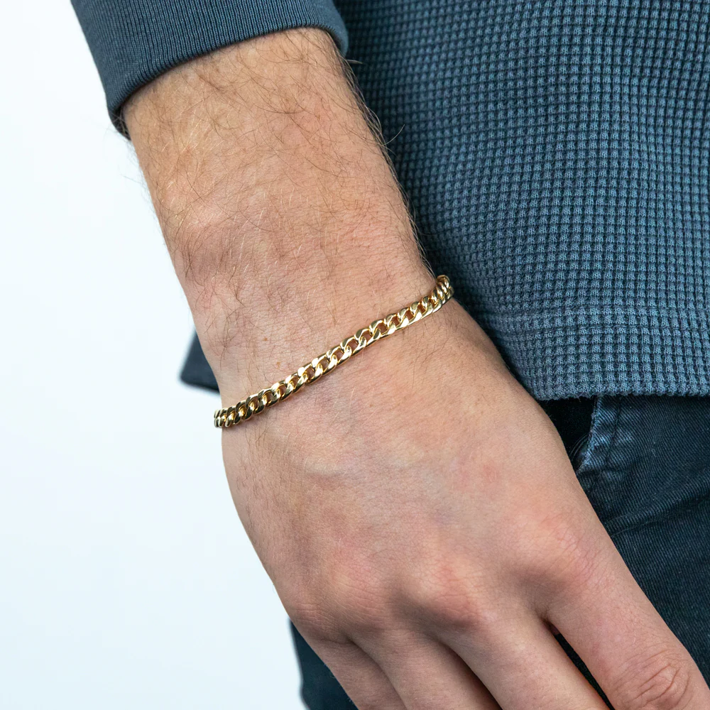 9ct Silverfilled Yellow Gold Curb 19cm 150 Gauge Bracelet - Image 3
