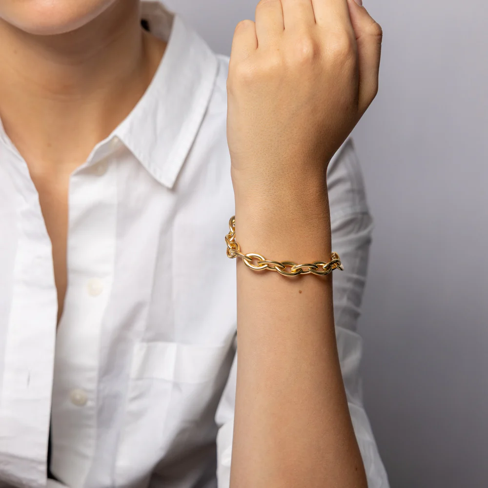 9ct Silverfilled Yellow Gold Fancy Curb Chain Bracelet - Image 3