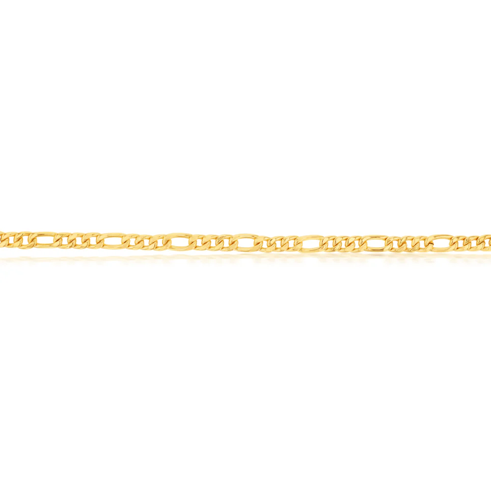 9ct Silverfilled Yellow Gold Figaro 19cm 150 Gauge Bracelet - Image 2