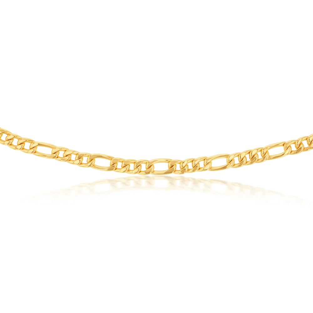 9ct Silverfilled Yellow Gold Figaro 19cm 150 Gauge Bracelet - Image 3