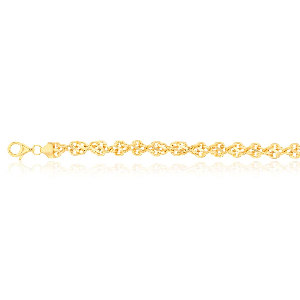 9ct Silverfilled Yellow Gold Singapore 19cm Bracelet - Image 2