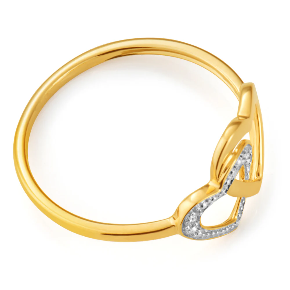 9ct Superb Yellow Gold 2 Diamonds Ring - Image 2
