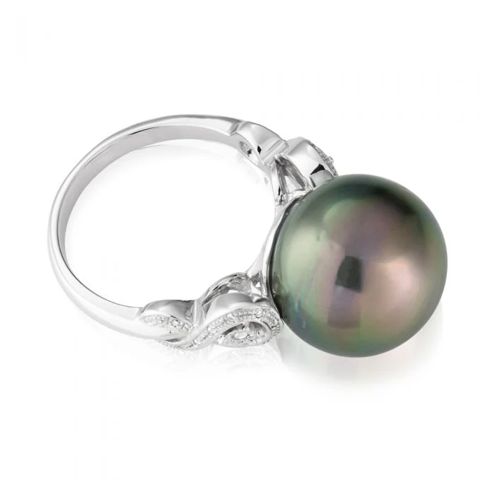 9ct Tahitian Pearl & Diamond Ring - Image 2