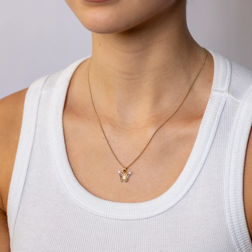 9ct Two Tone Butterfly Pendant - Image 2