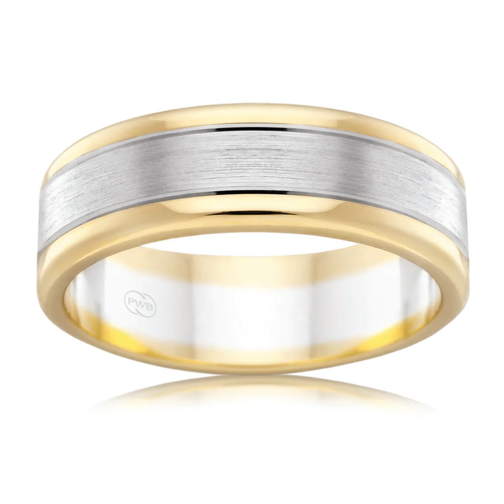 9ct Two Tone Gold 8mm Ring - Image 2