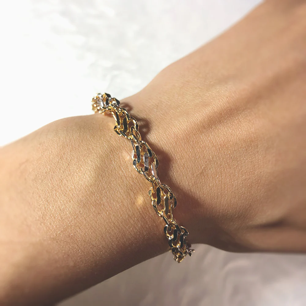 9ct Two-Tone Gold Filled 19cm Singapore Link Bracelet - Image 3
