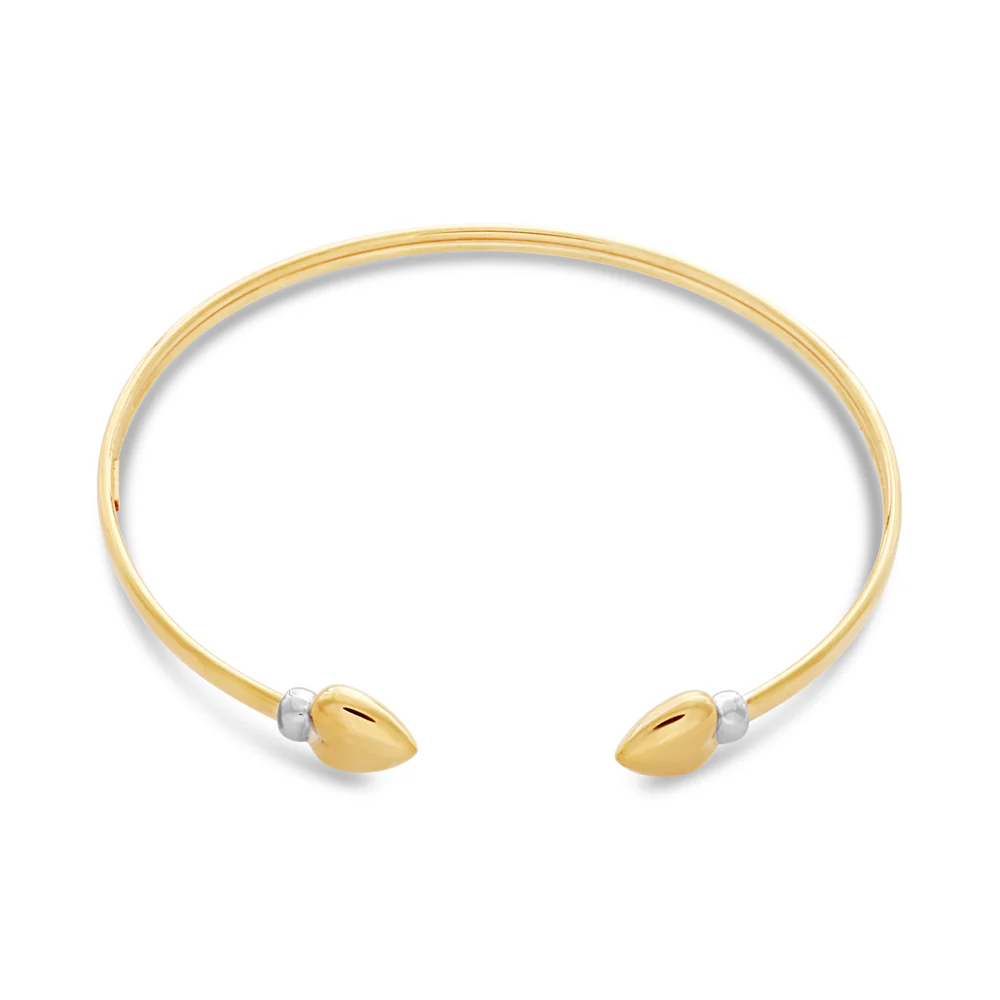 9ct Two-Tone Gold Filled Heart Cuff Bangle - Image 2