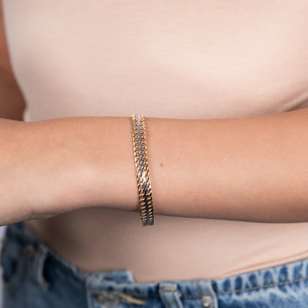 9ct Two Tone Gold Infinity 19cm Bracelet - Image 3