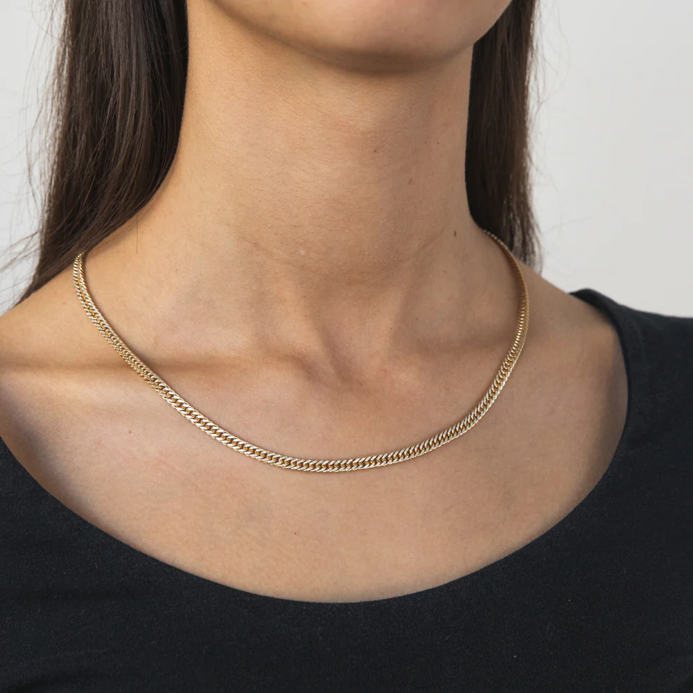 9ct Two Tone Gold Silver Filled Double Curb 50cm Chain - Image 4