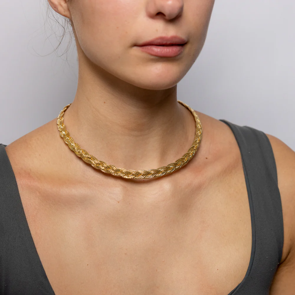9ct Two Tone Gold Silver Filled Herringbone Chain Necklace - Image 3