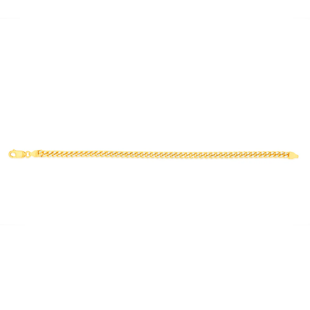 9ct Two Tone Gold Silverfilled Diamond Cut Square Snake 21cm Bracelet - Image 3