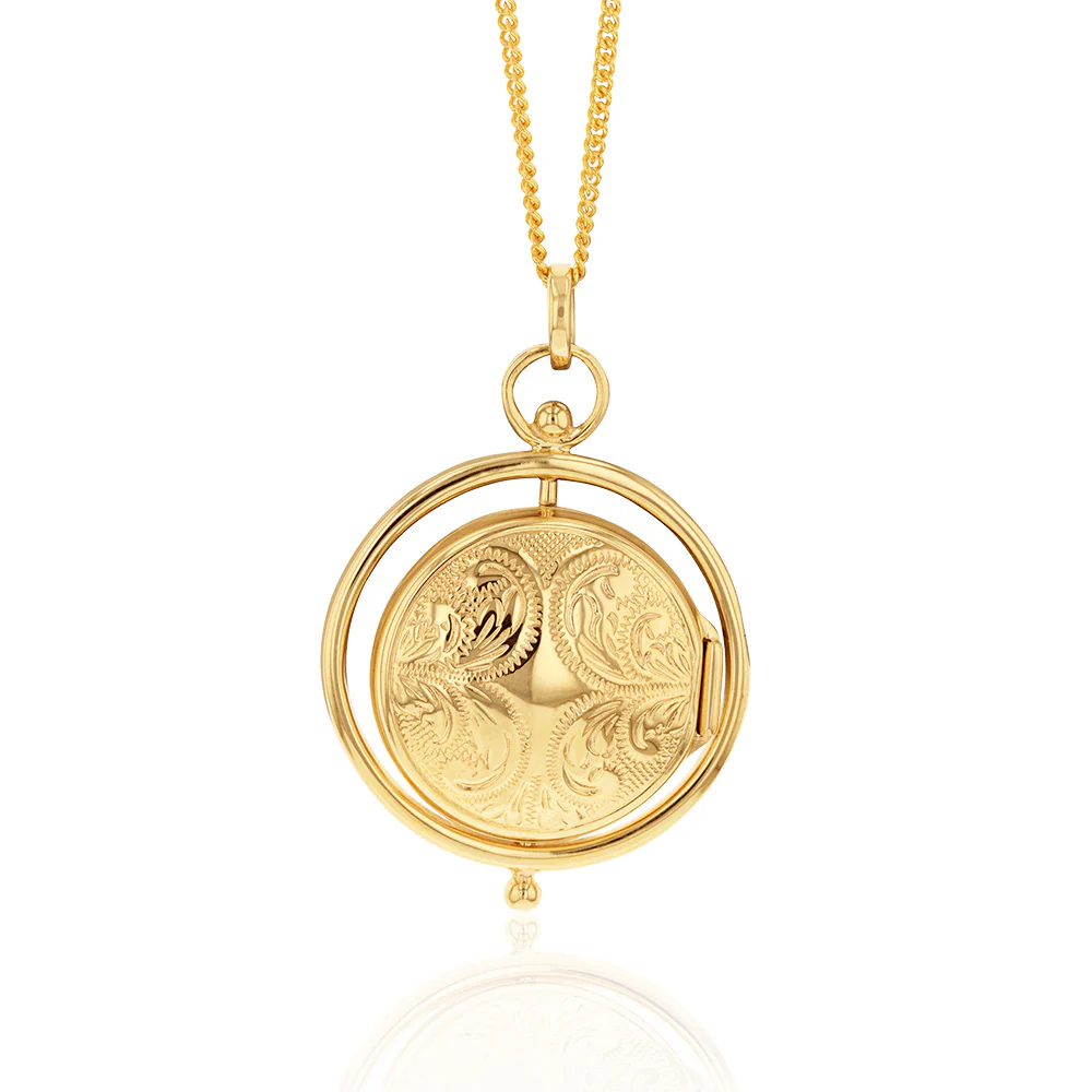 9ct Two Tone Gold Spinner Locket Pendant - Image 2