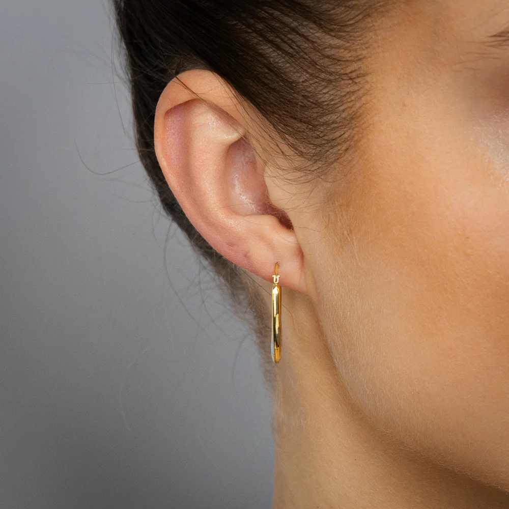 9ct Two Tone Silverfilled Creole Hoop Earrings - Image 3
