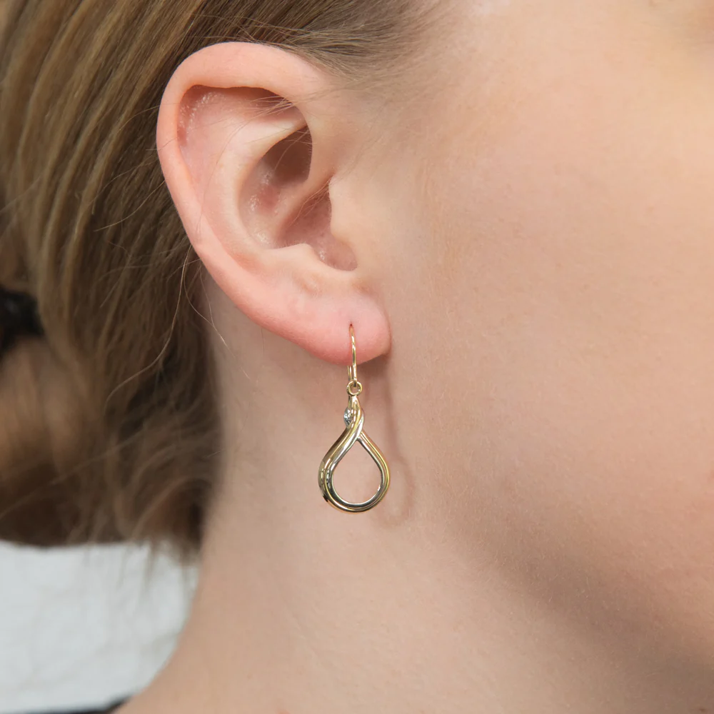 9ct White And Yellow Gold Two Tone Tear Drop Earrings - Image 2