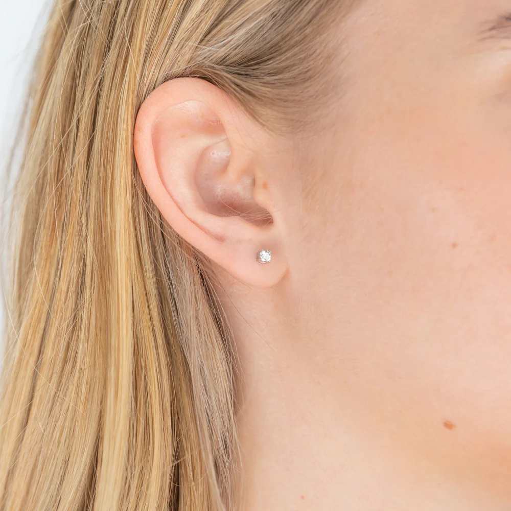 9ct White Gold  0.20 Carat Diamond Stud Earrings - Image 3